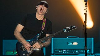  Joe Satriani performs on stage at Harrah's Resort Southern California on May 10, 2024 in Valley Center, California.