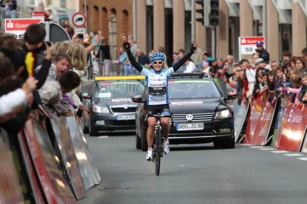 A happy win for Emma Pooley (Garmin-Cervelo)