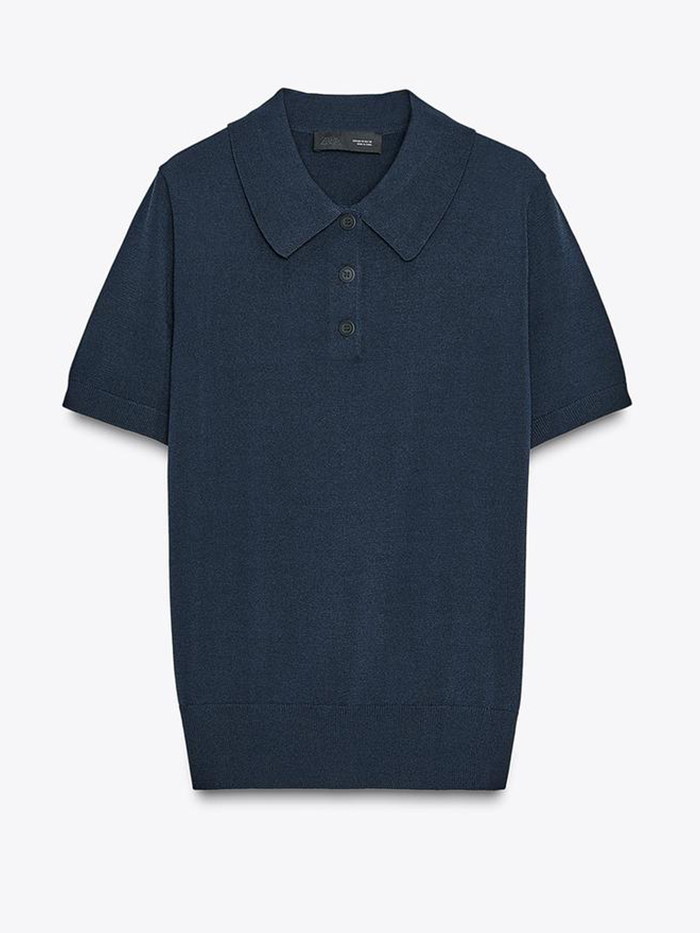 ZARA, Short Sleeve Knit Polo Top