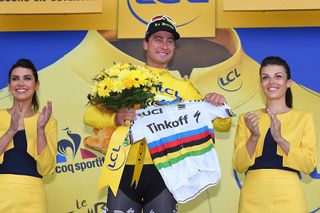 Peter Sagan swapping rainbow stripes for yellow