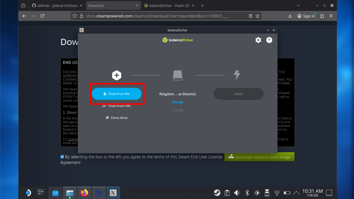 SteamOS guide on creating recovery media