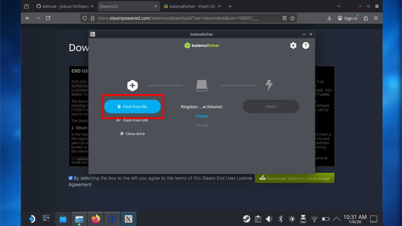 SteamOS guide on creating recovery media