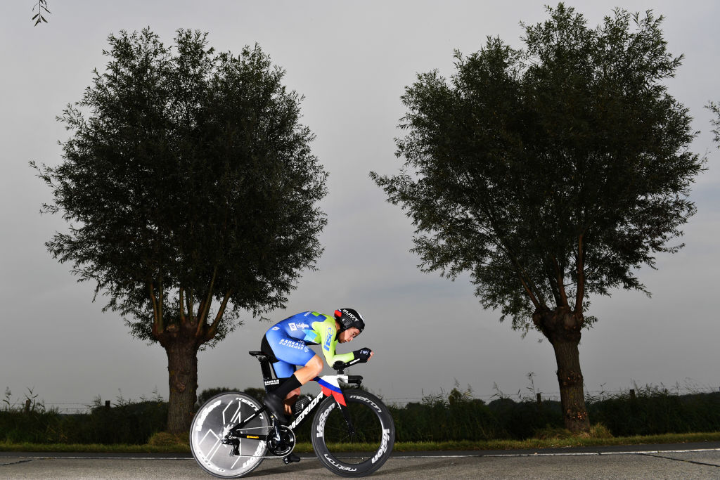 BRUGES BELGIUM SEPTEMBER 19 Jan Tratnik of Slovenia sprints during the 94th UCI Road World Championships 2021 Men Elite ITT a 433km Individual Time Trial race from KnokkeHeist to Bruges flanders2021 ITT on September 19 2021 in Bruges Belgium Photo by Tim de WaeleGetty Images