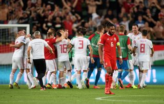 Hungary celebrate their late victory