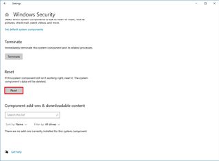 Windows 10 reset Security app