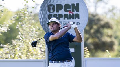 Eugenio Chacarra hits a shot off the tee box at the Open de Espana 2026 on the DP World Tour