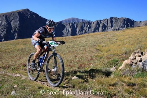 Colby Pearce crests Wheeler Pass during Stage 5 of the Breck Epic