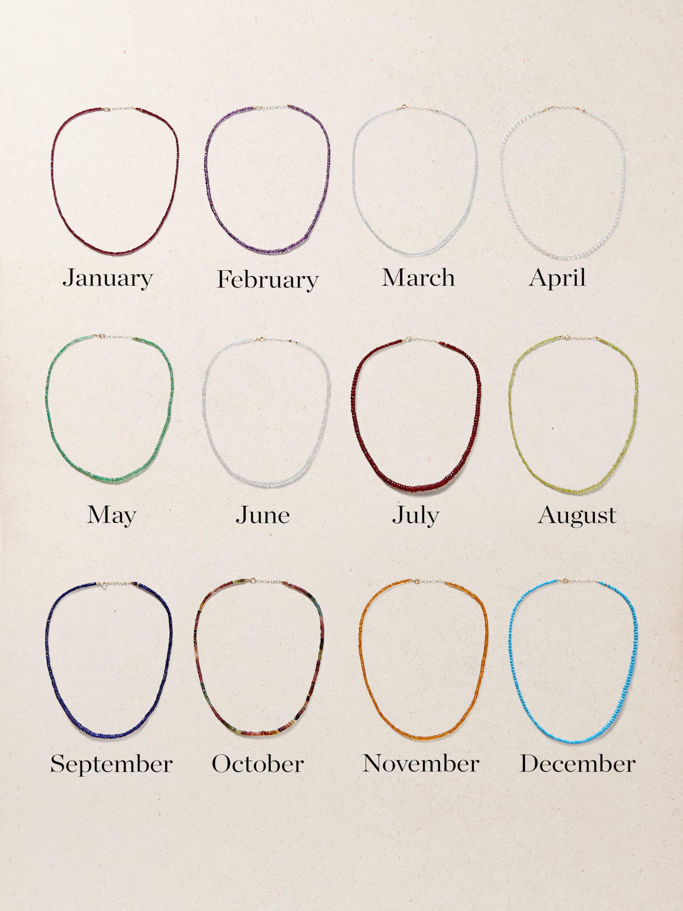 Jia Jia, Birthstone 14-Karat Gold Beaded Necklace