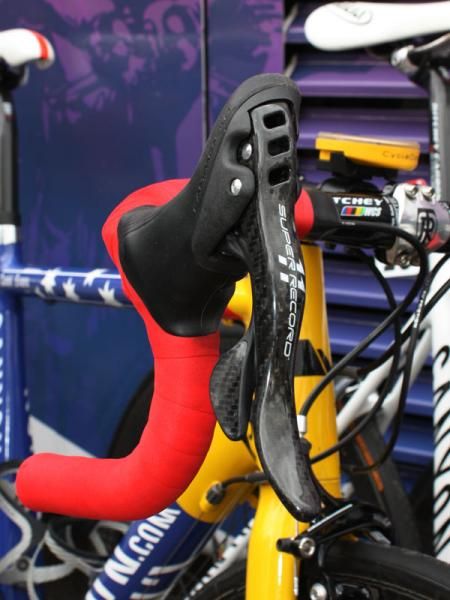 There's not much functional difference between Campagnolo Super Record and Record but the slightly reduced weight may provide Evans with a little more leeway in selecting other equipment to hit that magic 6.8kg mark.
