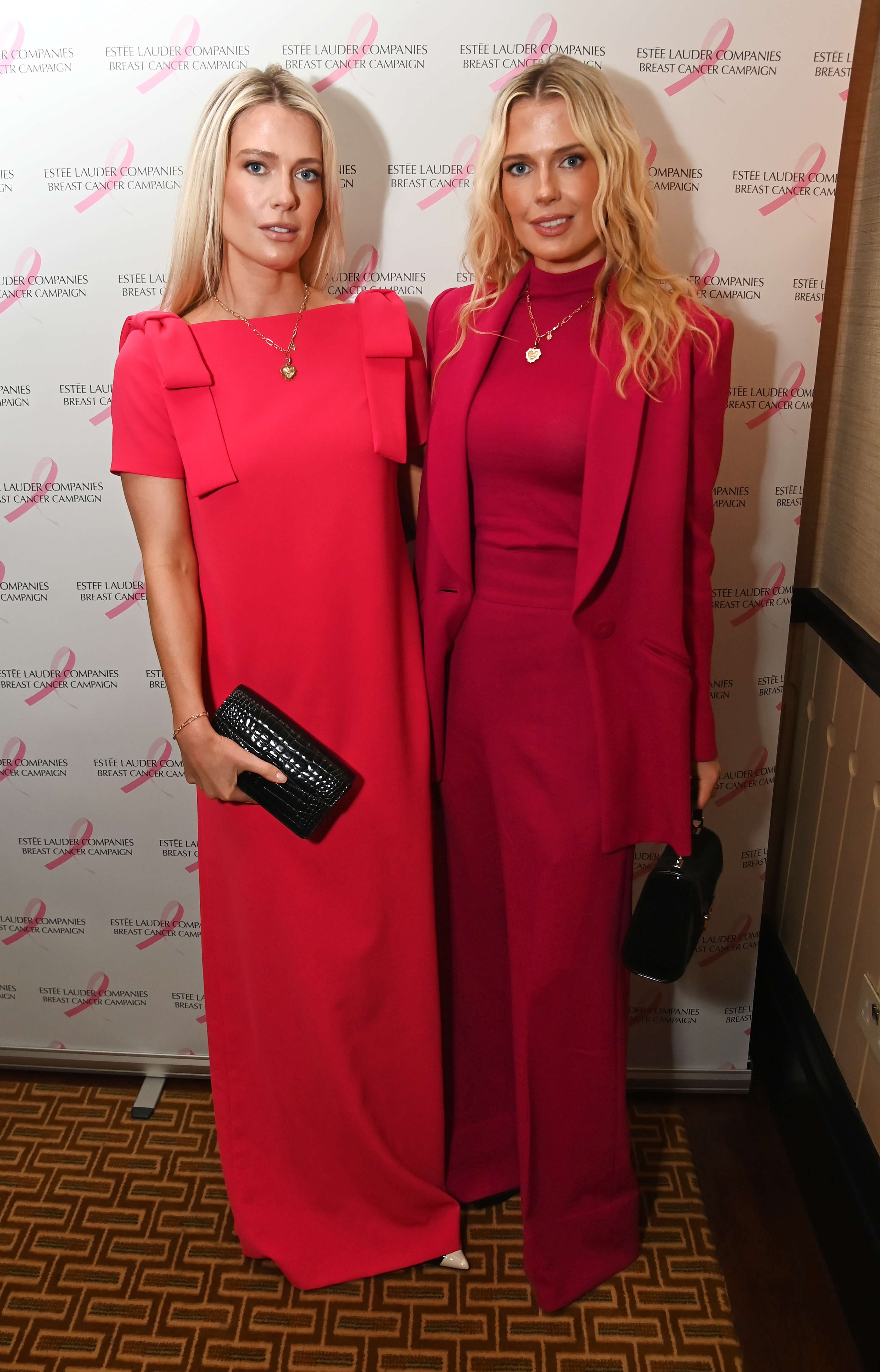 Amelia and Eliza Spencer in pink outfits