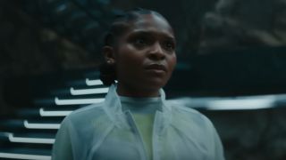Dominique Thorne as Riri Williams in Black Panther: Wakanda Forever.