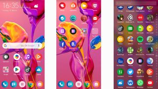 Three examples of Huawei's UI, including the app drawer on the left. Image credit: TechRadar