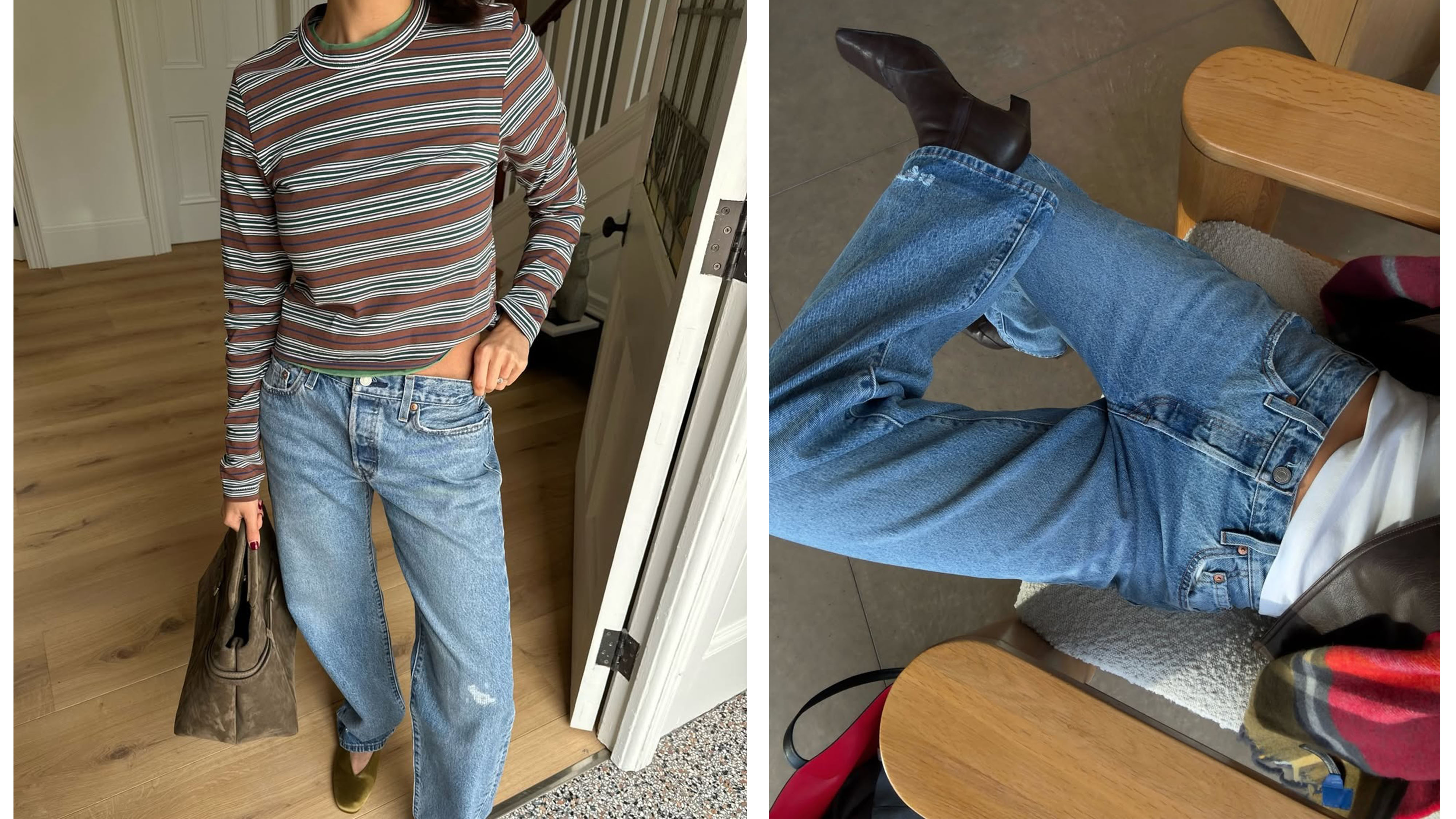 Woman in jeans and a stripe top