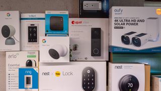 Boxes for Ring, Google Nest, August, Arlo, Awair, and Eufy smart home products