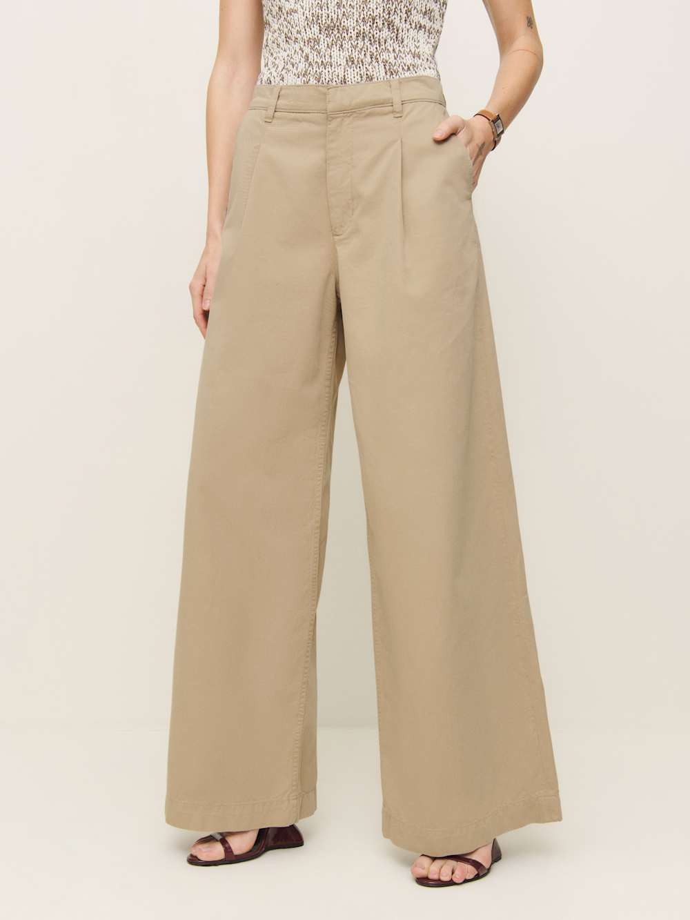 Malia Mid Rise Wide Leg Pleated Trouser Pants