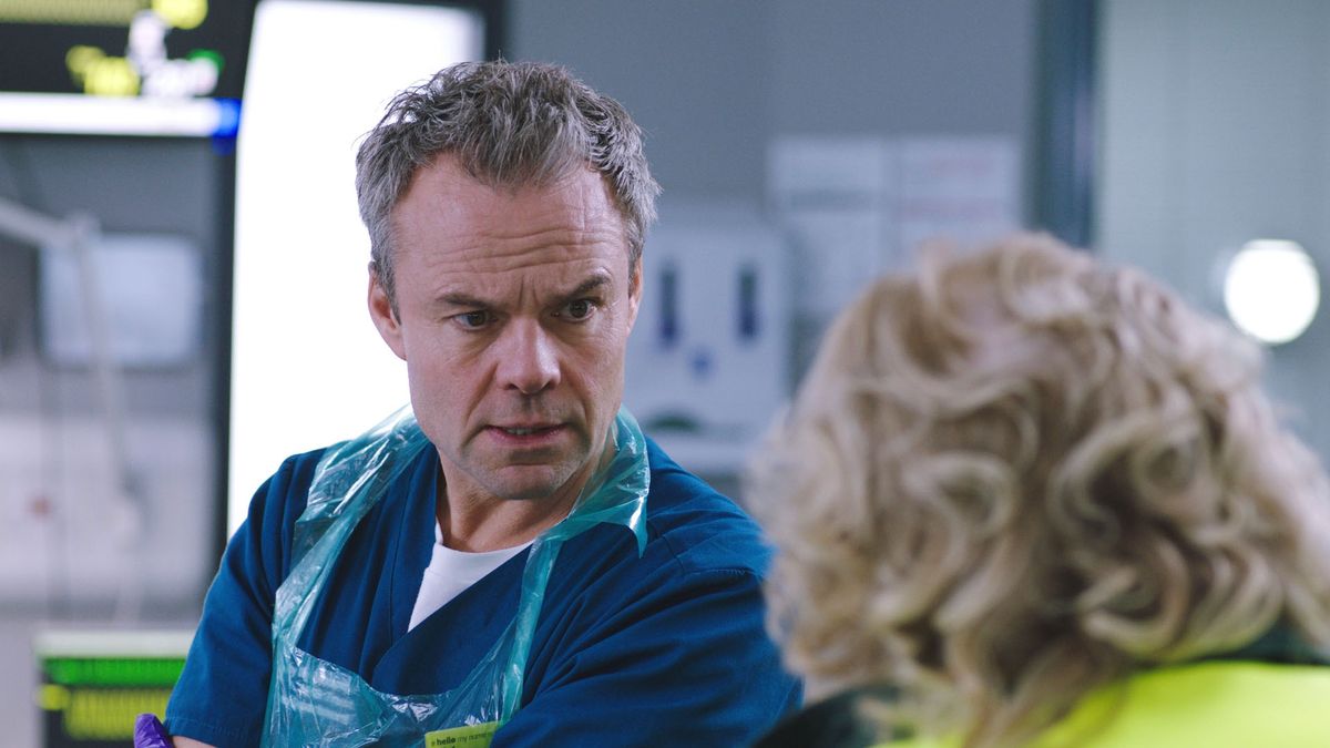 embargo 19/03/24 Patrick has his work cut out for him as Casualty&#039;s new clinical lead. 