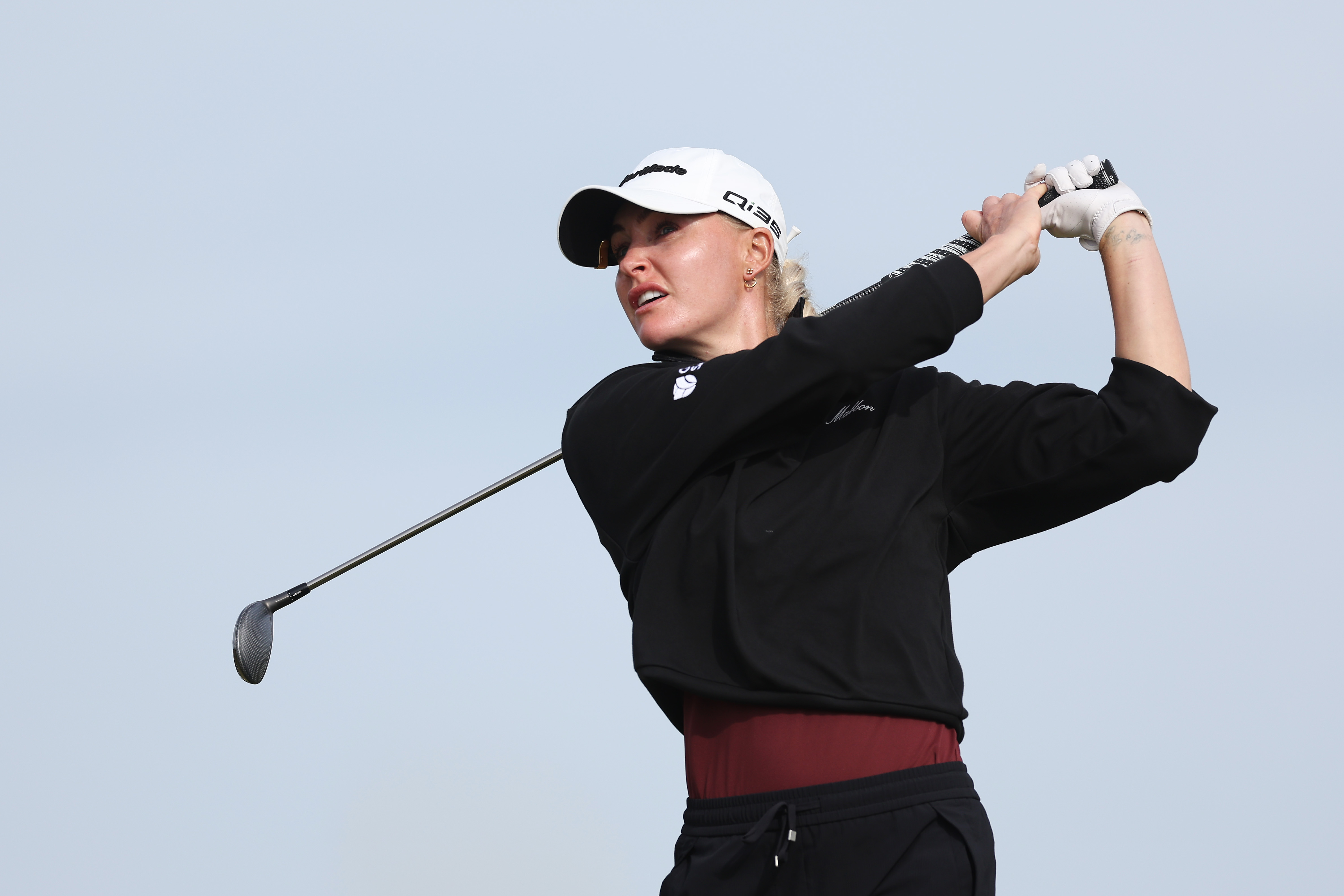 Charley Hull hits a hybrid and watches its flight