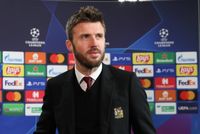 Michael Carrick in a Champions League press conference.