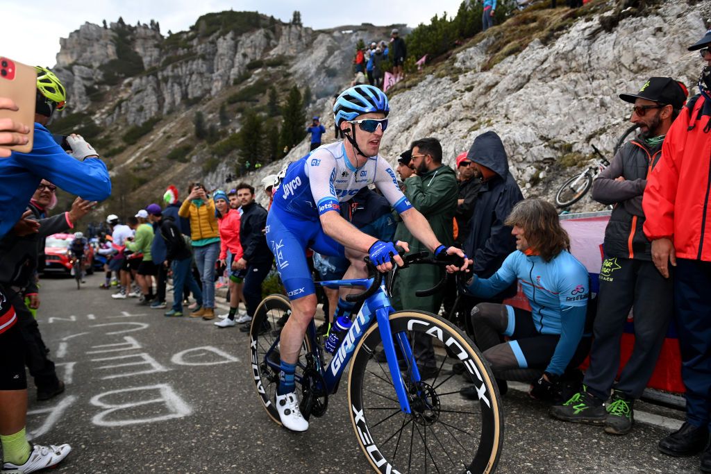 TRE CIME DI LAVAREDO ITALY MAY 26 Eddie Dunbar of Ireland and Team Jayco AlUla competes during the 106th Giro dItalia 2023 Stage 19 a 183km stage from Longarone to Tre Cime di Lavaredo 2307m UCIWT on May 26 2023 in Tre Cime di Lavaredo Italy Photo by Tim de WaeleGetty Images