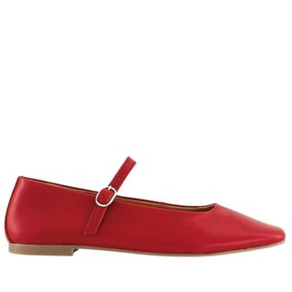 Office Friday Mary Jane Ballet Pumps Red Leather