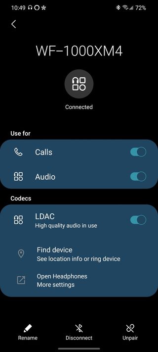 LDAC toggle in Galaxy S21 Bluetooth Settings