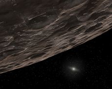 An artist's concept of a Kuiper Belt Object (KBO). A newly discovered object (2014 UZ224) located beyond Pluto's orbit may be large enough to qualify as a dwarf planet.