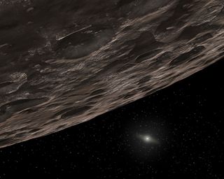 An artist's concept of a Kuiper Belt Object (KBO). A newly discovered object (2014 UZ224) located beyond Pluto's orbit may be large enough to qualify as a dwarf planet.