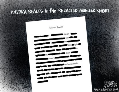 Political Cartoon U.S. America reacts to Mueller report