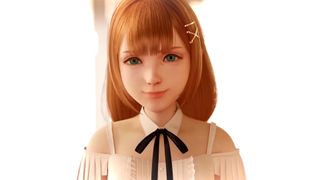 Kingdom Hearts 4 trailer screenshot showing Strelitzia, a girl with lengthy ginger hair and white blouse 