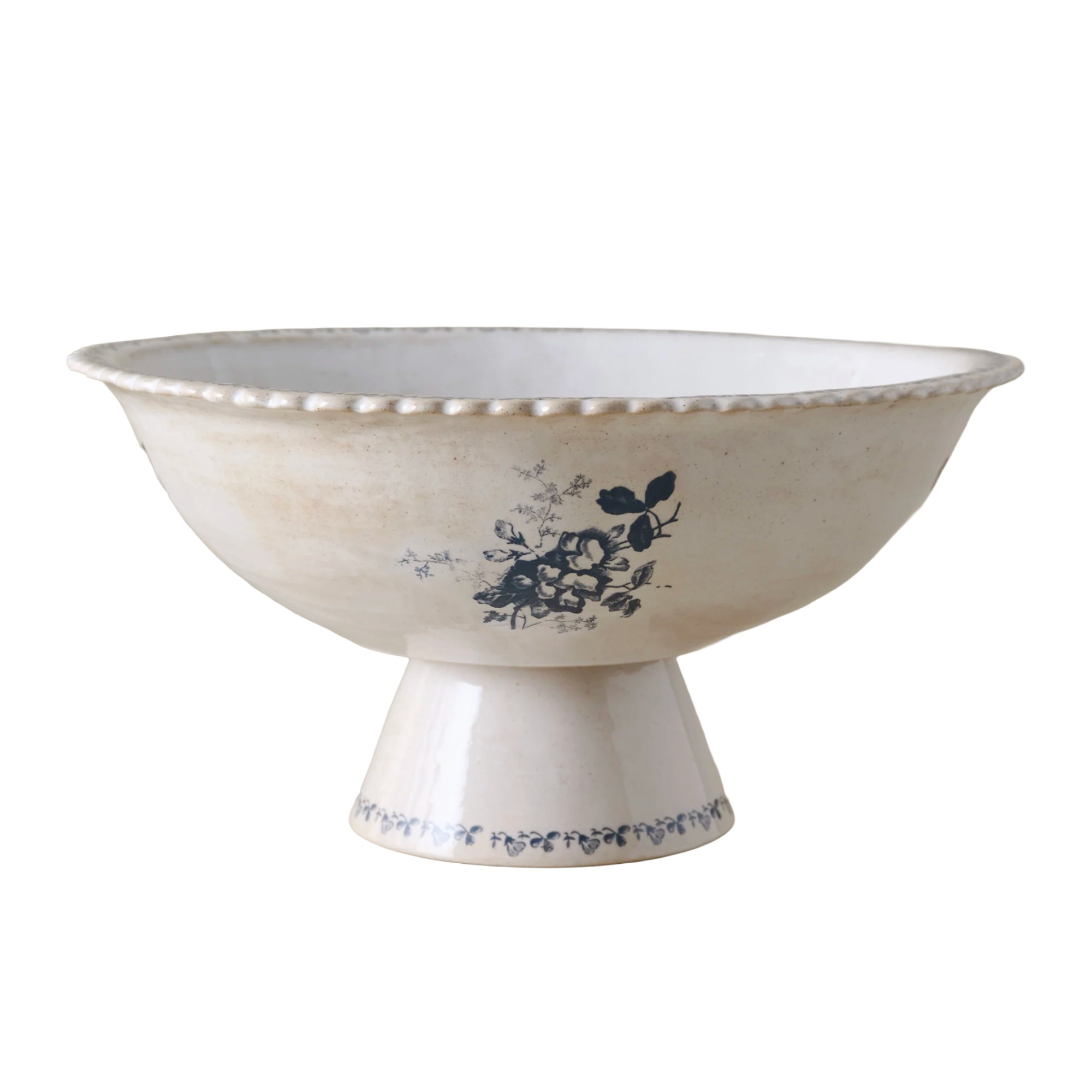 Magnolida Heirloom Garden Floral Pedestal Serving Bowl