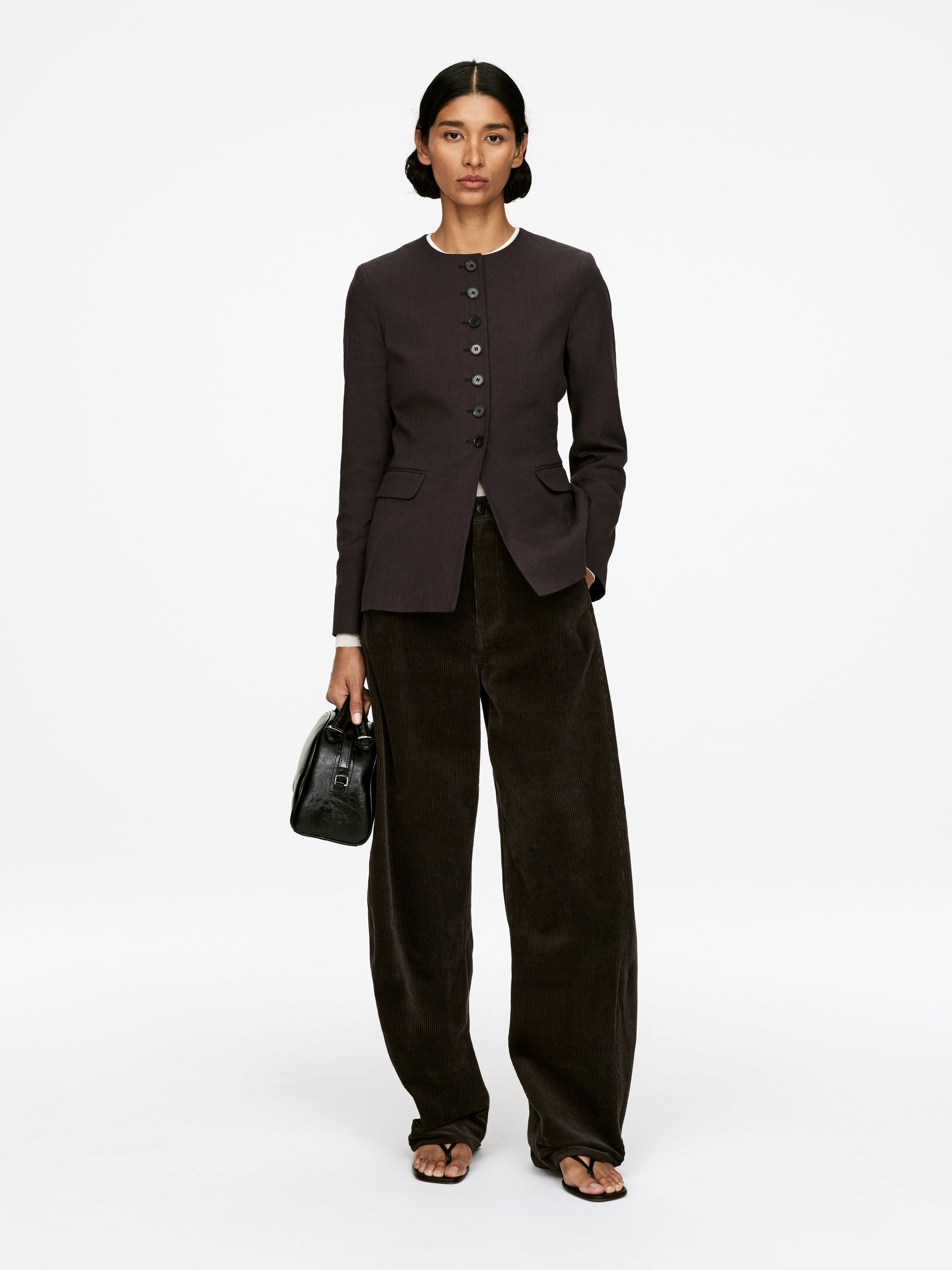 Linen-Blend Blazer – Dark Brown – Women – Arket Gb