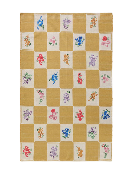 Aurora Flatwoven Indoor/outdoor Floral Checkered Rug, 5' x 8'