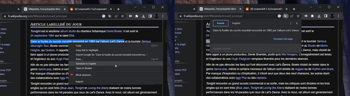 Google Translate's new partial translation option on Chrome