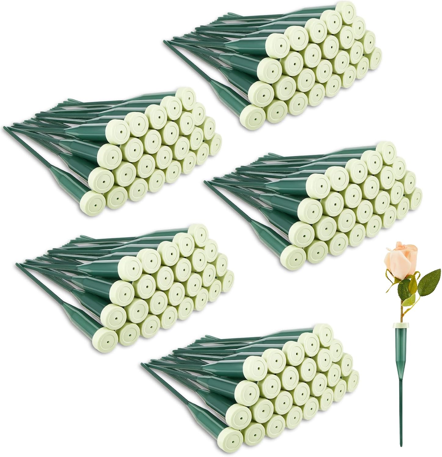 150 Pcs 6 Inch Floral Water Tubes Plastic Green Floral Tubes With Rubber Caps Fresh Flower Water Arrangements Supplies for Bouquet Stem Supplies