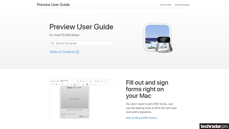 Apple Preview PDF editor skærmbillede fra hjemmeside