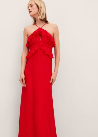 Halter-Neck Dress With Ruffle Detail