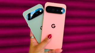 Comparing the green and pink Google Pixel 11 Pro XL