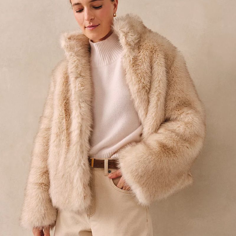 faux fur white jacket