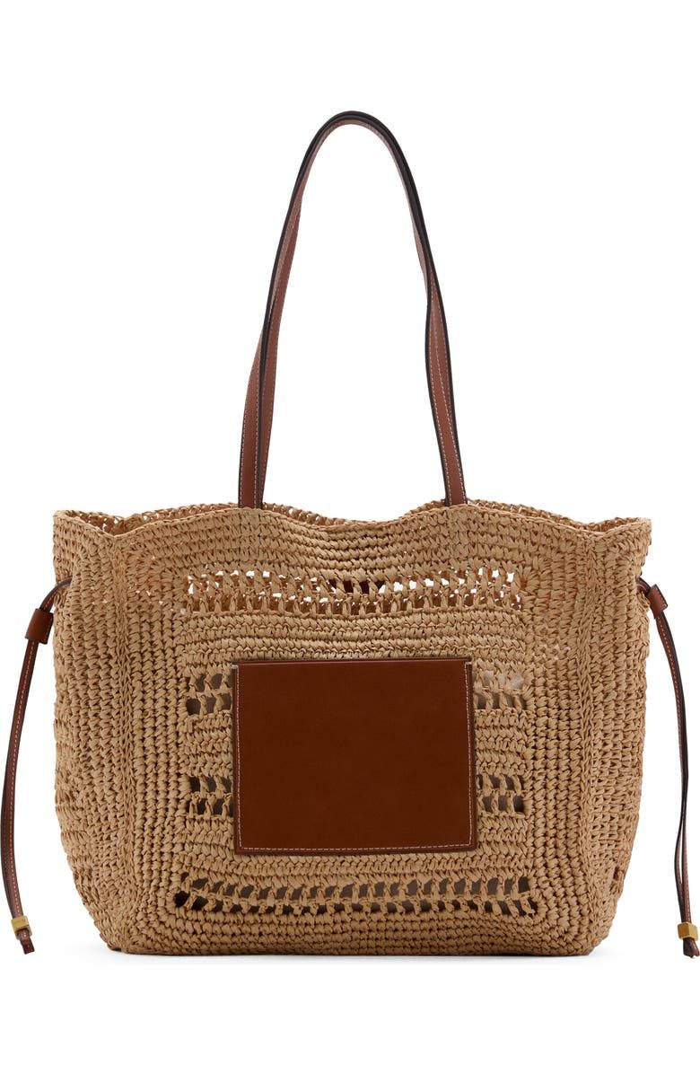 MANGO Straw Shopper Tote Bag