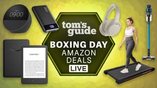 Tom's Guide Amazon Boxing Day Deals Live image showing logo surrounded by various products