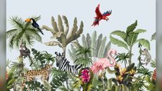 illustration of jungle plants and animals