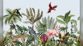 illustration of jungle plants and animals