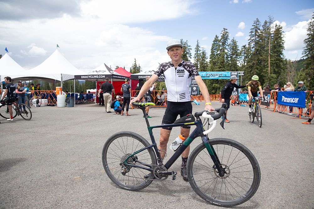 Pro Men Winner Alex Grant with his Crusher bike - Cannondale Topstone.