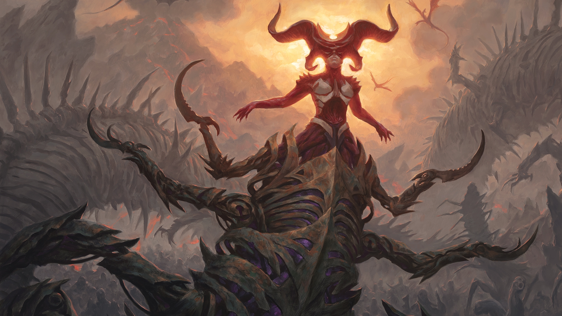 Sheoldred, a demonic centipede woman