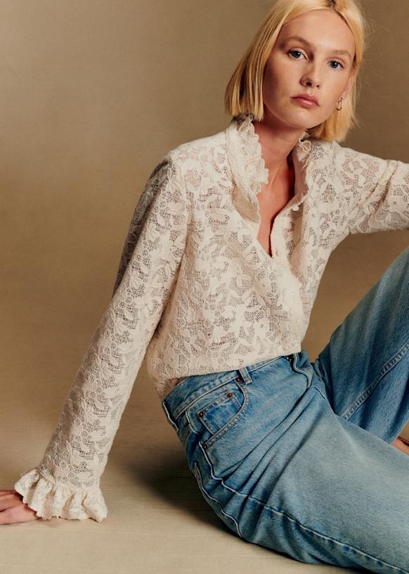 Erine Shirt - Plain Ecru Flower Guipure - Organic Cotton - Textile Made From Organic Fibers - S&eacute;zane