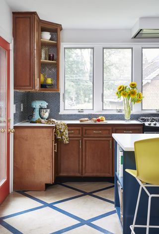 Colorful kitchen decorated with primary colors