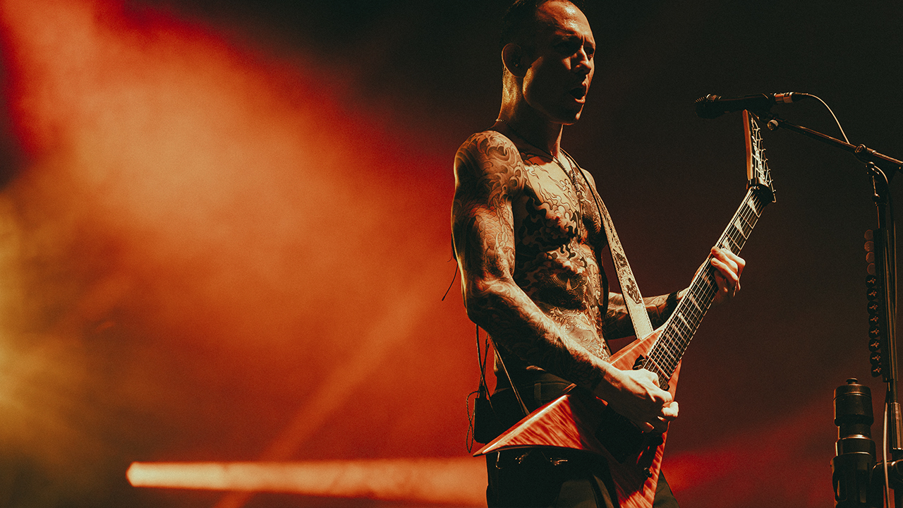 Live photos of Matt Heafy performing with Trivium on recent Australian tour 2026