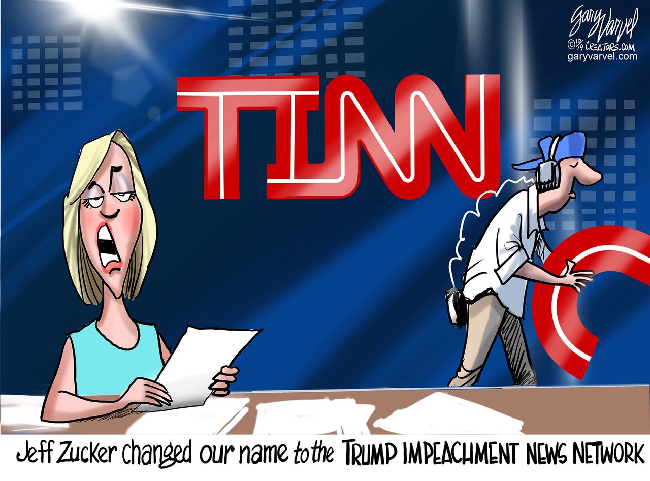 Political Cartoon U.S. Jeff Zucker CNN Trump Impeachment News Network