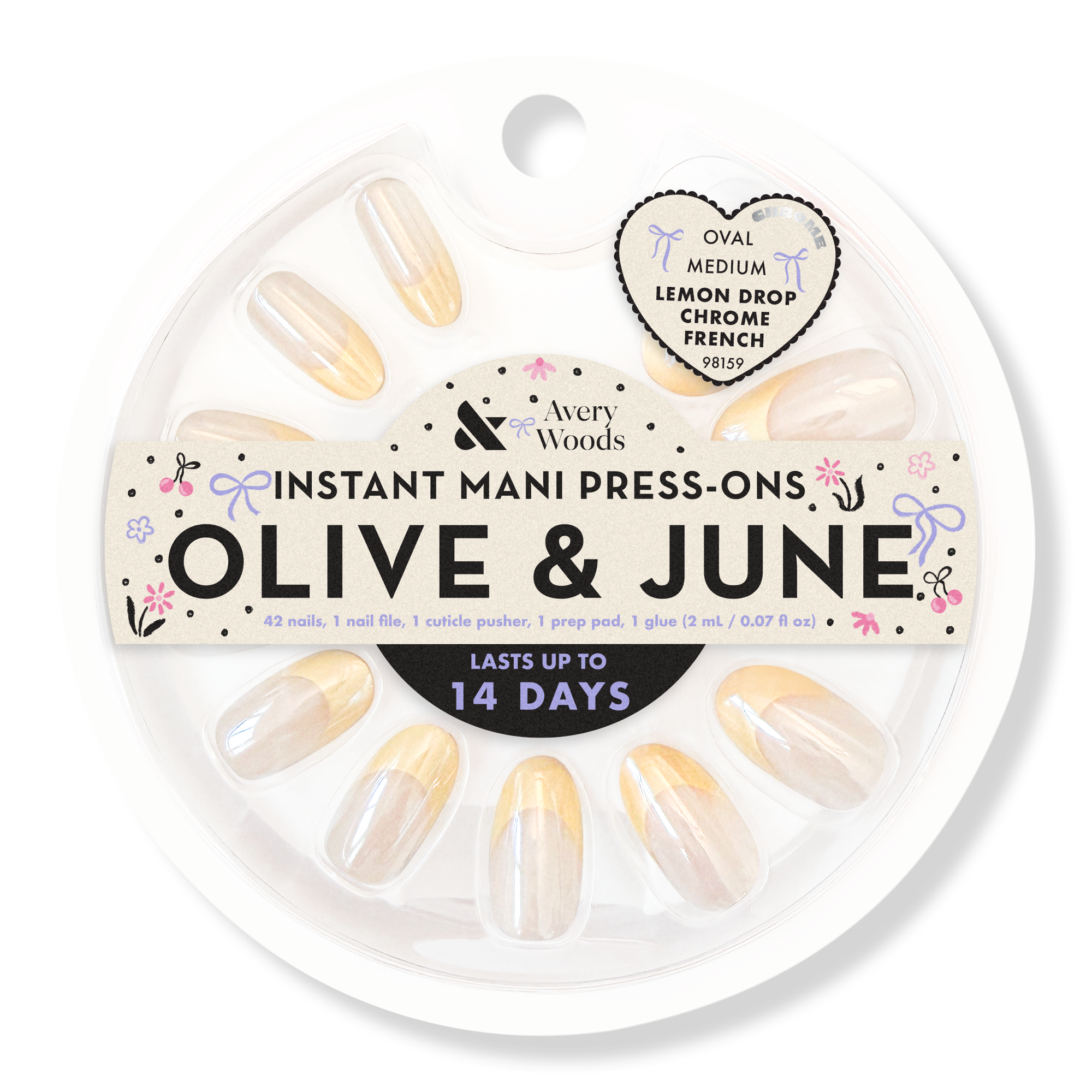 Olive &amp;amp; June X Avery Woods Instant Mani Press-Ons Collection - Lemon Drop Chrome French