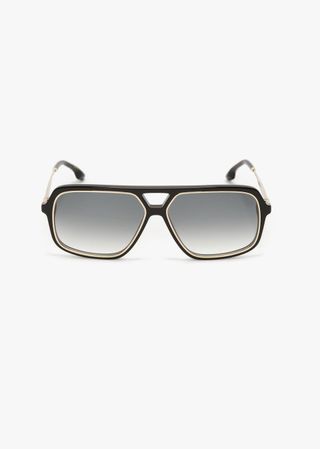 Double Bridge Aviator Sunglasses in Black